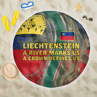 Liechtenstein Beach Blanket with Red Blue Aerial River Design and Yellow Crown Emblem - Wonder Print Shop
