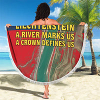 Liechtenstein Beach Blanket with Red Blue Aerial River Design and Yellow Crown Emblem - Wonder Print Shop