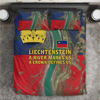 Liechtenstein Bedding Set with Red Blue Aerial River Design and Yellow Crown Emblem - Wonder Print Shop