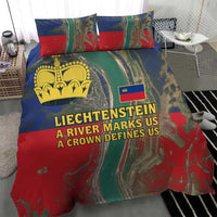 Liechtenstein Bedding Set with Red Blue Aerial River Design and Yellow Crown Emblem - Wonder Print Shop