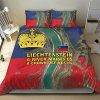 Liechtenstein Bedding Set with Red Blue Aerial River Design and Yellow Crown Emblem - Wonder Print Shop
