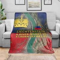 Liechtenstein Blanket with Red Blue Aerial River Design and Yellow Crown Emblem - Wonder Print Shop