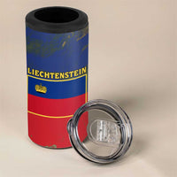 Liechtenstein 4 in 1 Can Cooler Tumbler with Red Blue Aerial River Design and Yellow Crown Emblem - Wonder Print Shop