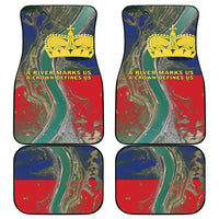 Liechtenstein Car Mats with Red Blue Aerial River Design and Yellow Crown Emblem - Wonder Print Shop