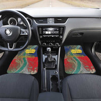 Liechtenstein Car Mats with Red Blue Aerial River Design and Yellow Crown Emblem - Wonder Print Shop