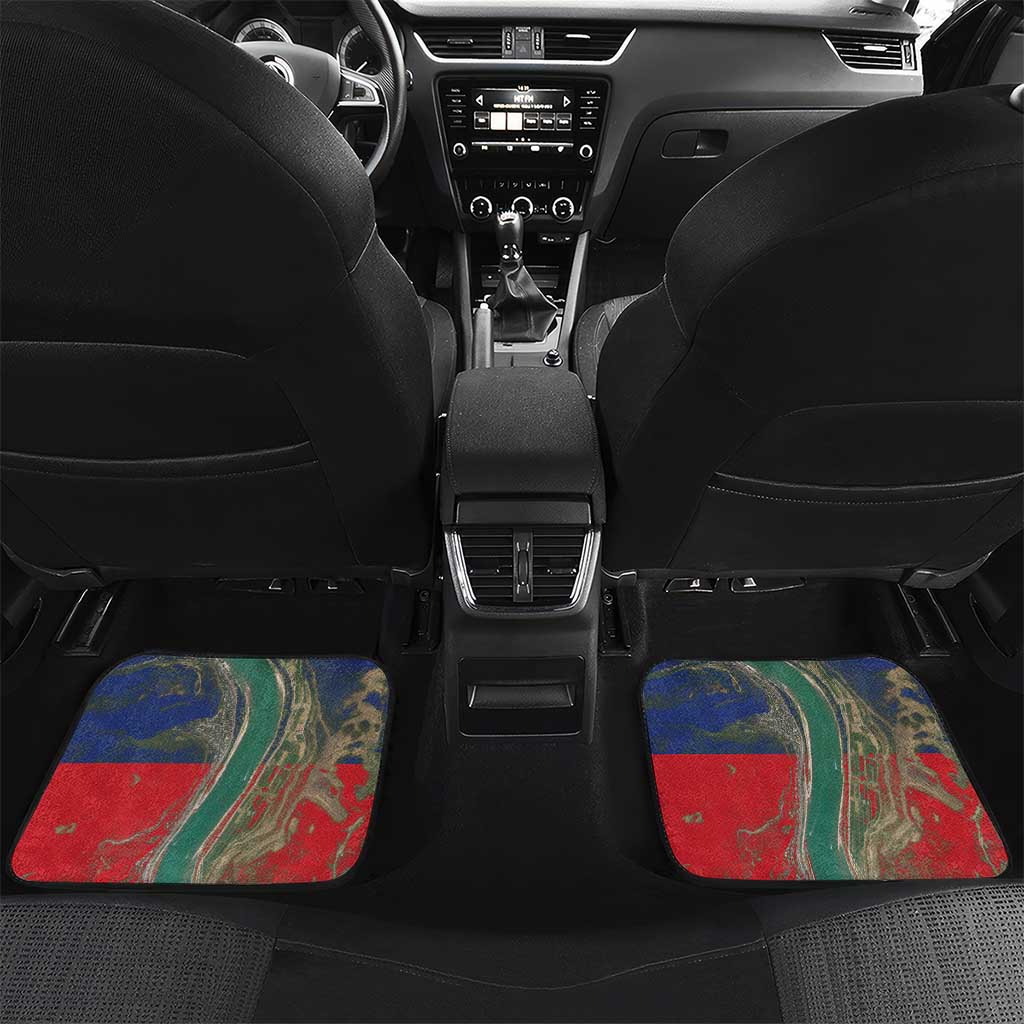 Liechtenstein Car Mats with Red Blue Aerial River Design and Yellow Crown Emblem - Wonder Print Shop