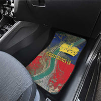 Liechtenstein Car Mats with Red Blue Aerial River Design and Yellow Crown Emblem - Wonder Print Shop
