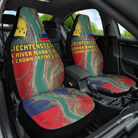 Liechtenstein Car Seat Cover with Red Blue Aerial River Design and Yellow Crown Emblem - Wonder Print Shop