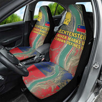 Liechtenstein Car Seat Cover with Red Blue Aerial River Design and Yellow Crown Emblem - Wonder Print Shop