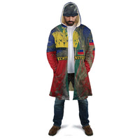 Liechtenstein Cloak with Red Blue Aerial River Design and Yellow Crown Emblem - Wonder Print Shop