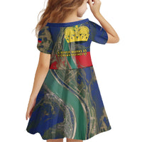 Liechtenstein Family Matching Off The Shoulder Long Sleeve Dress and Hawaiian Shirt with Red Blue Aerial River Design and Yellow Crown Emblem - Wonder Print Shop
