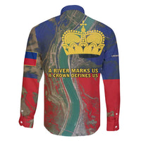 Liechtenstein Family Matching Short Sleeve Bodycon Dress and Hawaiian Shirt with Red Blue Aerial River Design and Yellow Crown Emblem - Wonder Print Shop