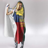 Liechtenstein Hooded Blanket with Red Blue Aerial River Design and Yellow Crown Emblem - Wonder Print Shop