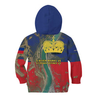 Liechtenstein Kid Hoodie with Red Blue Aerial River Design and Yellow Crown Emblem - Wonder Print Shop