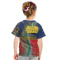 Liechtenstein Kid T Shirt with Red Blue Aerial River Design and Yellow Crown Emblem - Wonder Print Shop