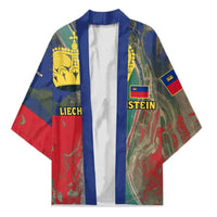 Liechtenstein Kimono with Red Blue Aerial River Design and Yellow Crown Emblem - Wonder Print Shop