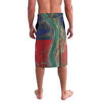 Liechtenstein Lavalava with Red Blue Aerial River Design and Yellow Crown Emblem - Wonder Print Shop