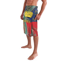 Liechtenstein Lavalava with Red Blue Aerial River Design and Yellow Crown Emblem - Wonder Print Shop