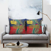 Liechtenstein Pillow Cover with Red Blue Aerial River Design and Yellow Crown Emblem - Wonder Print Shop