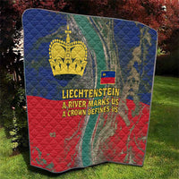 Liechtenstein Quilt with Red Blue Aerial River Design and Yellow Crown Emblem - Wonder Print Shop