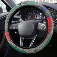 Liechtenstein Steering Wheel Cover with Red Blue Aerial River Design and Yellow Crown Emblem - Wonder Print Shop