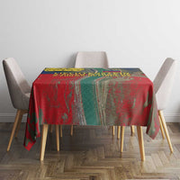 Liechtenstein Tablecloth with Red Blue Aerial River Design and Yellow Crown Emblem - Wonder Print Shop