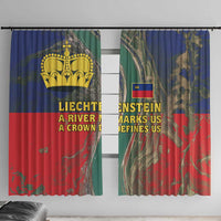 Liechtenstein Window Curtain with Red Blue Aerial River Design and Yellow Crown Emblem - Wonder Print Shop