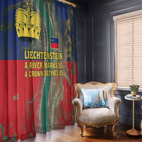 Liechtenstein Window Curtain with Red Blue Aerial River Design and Yellow Crown Emblem - Wonder Print Shop