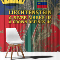 Liechtenstein Window Curtain with Red Blue Aerial River Design and Yellow Crown Emblem - Wonder Print Shop