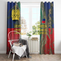 Liechtenstein Window Curtain with Red Blue Aerial River Design and Yellow Crown Emblem - Wonder Print Shop