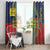 Liechtenstein Window Curtain with Red Blue Aerial River Design and Yellow Crown Emblem - Wonder Print Shop