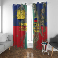 Liechtenstein Window Curtain with Red Blue Aerial River Design and Yellow Crown Emblem - Wonder Print Shop