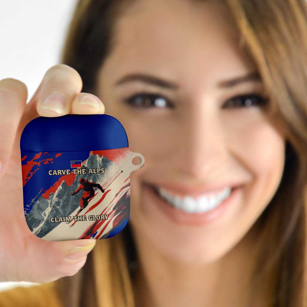 Liechtenstein AirPods Case with Alpine Skiing Red Blue Design and Mountain Landscape - Wonder Print Shop