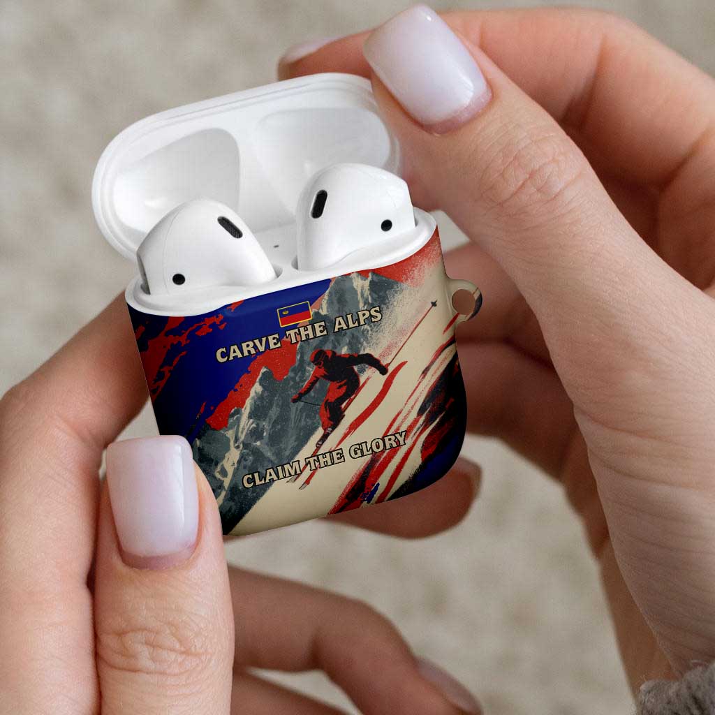 Liechtenstein AirPods Case with Alpine Skiing Red Blue Design and Mountain Landscape - Wonder Print Shop