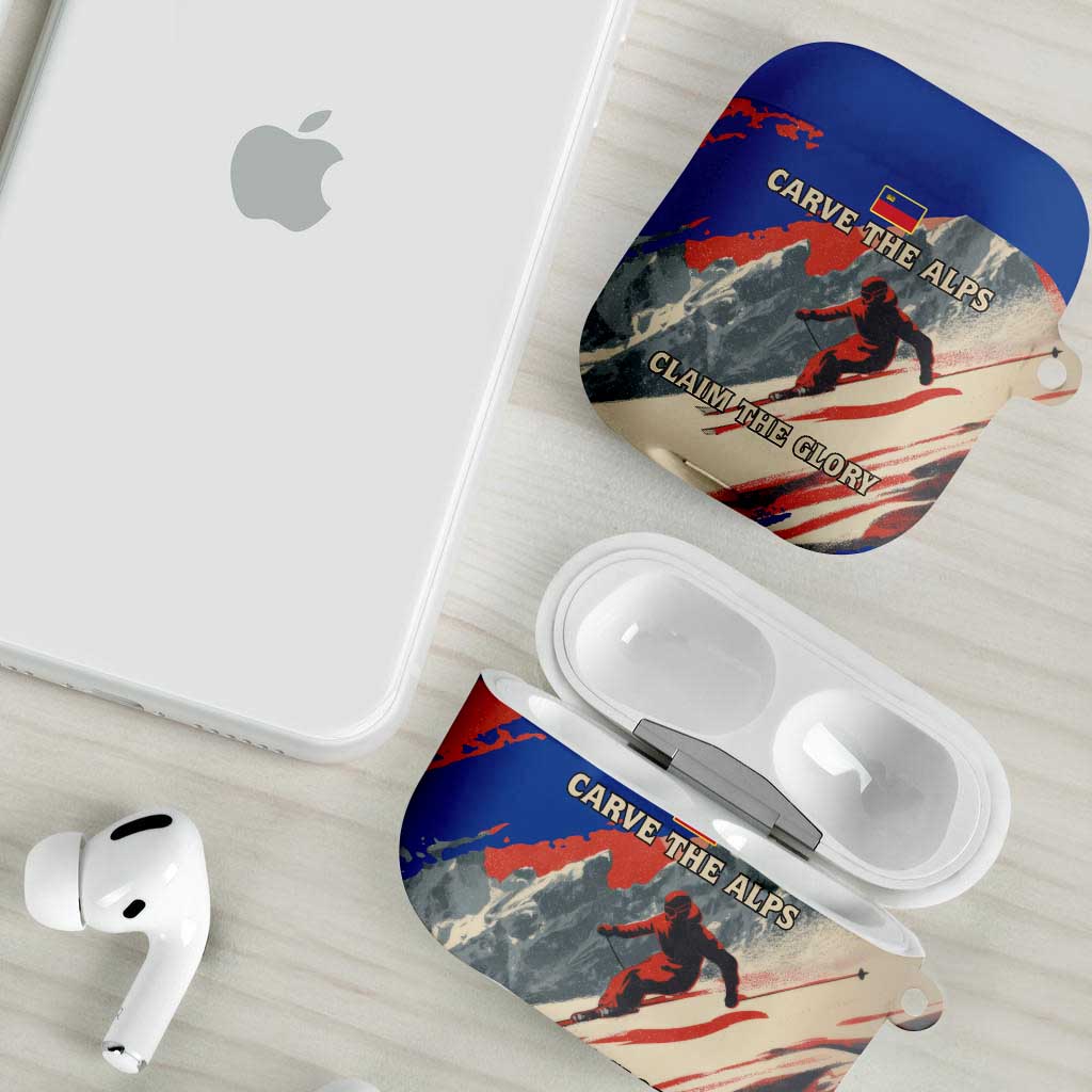 Liechtenstein AirPods Case with Alpine Skiing Red Blue Design and Mountain Landscape - Wonder Print Shop