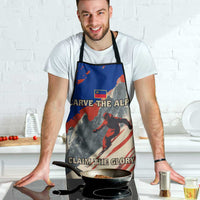 Liechtenstein Apron with Alpine Skiing Red Blue Design and Mountain Landscape - Wonder Print Shop