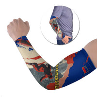 Liechtenstein Arm Sleeves with Alpine Skiing Red Blue Design and Mountain Landscape - Wonder Print Shop
