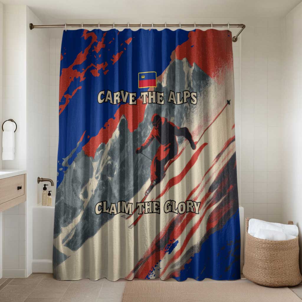 Liechtenstein Bathroom Set with Alpine Skiing Red Blue Design and Mountain Landscape - Wonder Print Shop