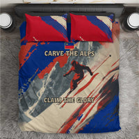 Liechtenstein Bedding Set with Alpine Skiing Red Blue Design and Mountain Landscape - Wonder Print Shop