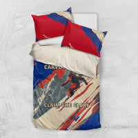 Liechtenstein Bedding Set with Alpine Skiing Red Blue Design and Mountain Landscape - Wonder Print Shop