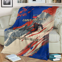 Liechtenstein Blanket with Alpine Skiing Red Blue Design and Mountain Landscape - Wonder Print Shop