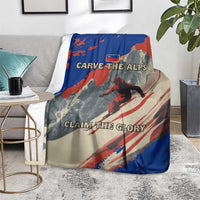 Liechtenstein Blanket with Alpine Skiing Red Blue Design and Mountain Landscape - Wonder Print Shop