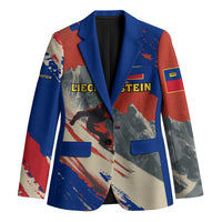 Liechtenstein Blazer with Alpine Skiing Red Blue Design and Mountain Landscape - Wonder Print Shop