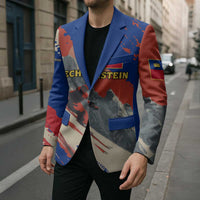 Liechtenstein Blazer with Alpine Skiing Red Blue Design and Mountain Landscape - Wonder Print Shop
