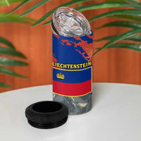 Liechtenstein 4 in 1 Can Cooler Tumbler with Alpine Skiing Red Blue Design and Mountain Landscape - Wonder Print Shop
