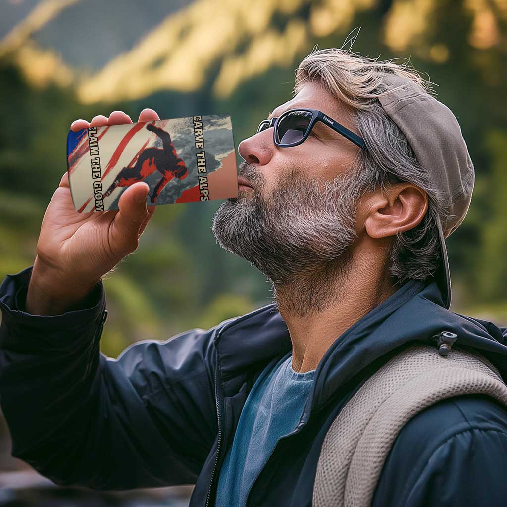 Liechtenstein 4 in 1 Can Cooler Tumbler with Alpine Skiing Red Blue Design and Mountain Landscape - Wonder Print Shop