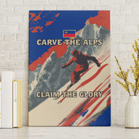 Liechtenstein Canvas Wall Art with Alpine Skiing Red Blue Design and Mountain Landscape - Wonder Print Shop