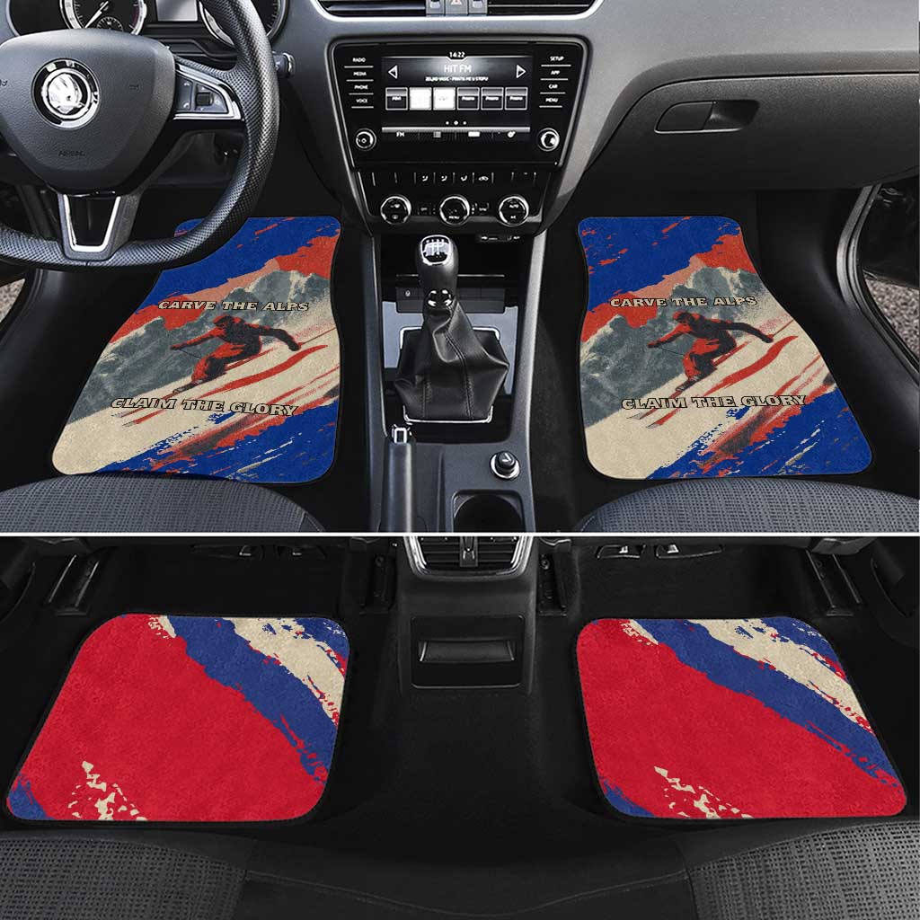 Liechtenstein Car Mats with Alpine Skiing Red Blue Design and Mountain Landscape - Wonder Print Shop