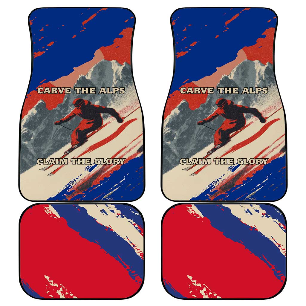 Liechtenstein Car Mats with Alpine Skiing Red Blue Design and Mountain Landscape - Wonder Print Shop