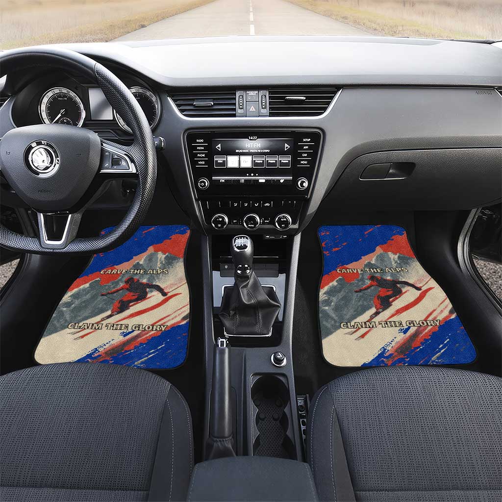 Liechtenstein Car Mats with Alpine Skiing Red Blue Design and Mountain Landscape - Wonder Print Shop